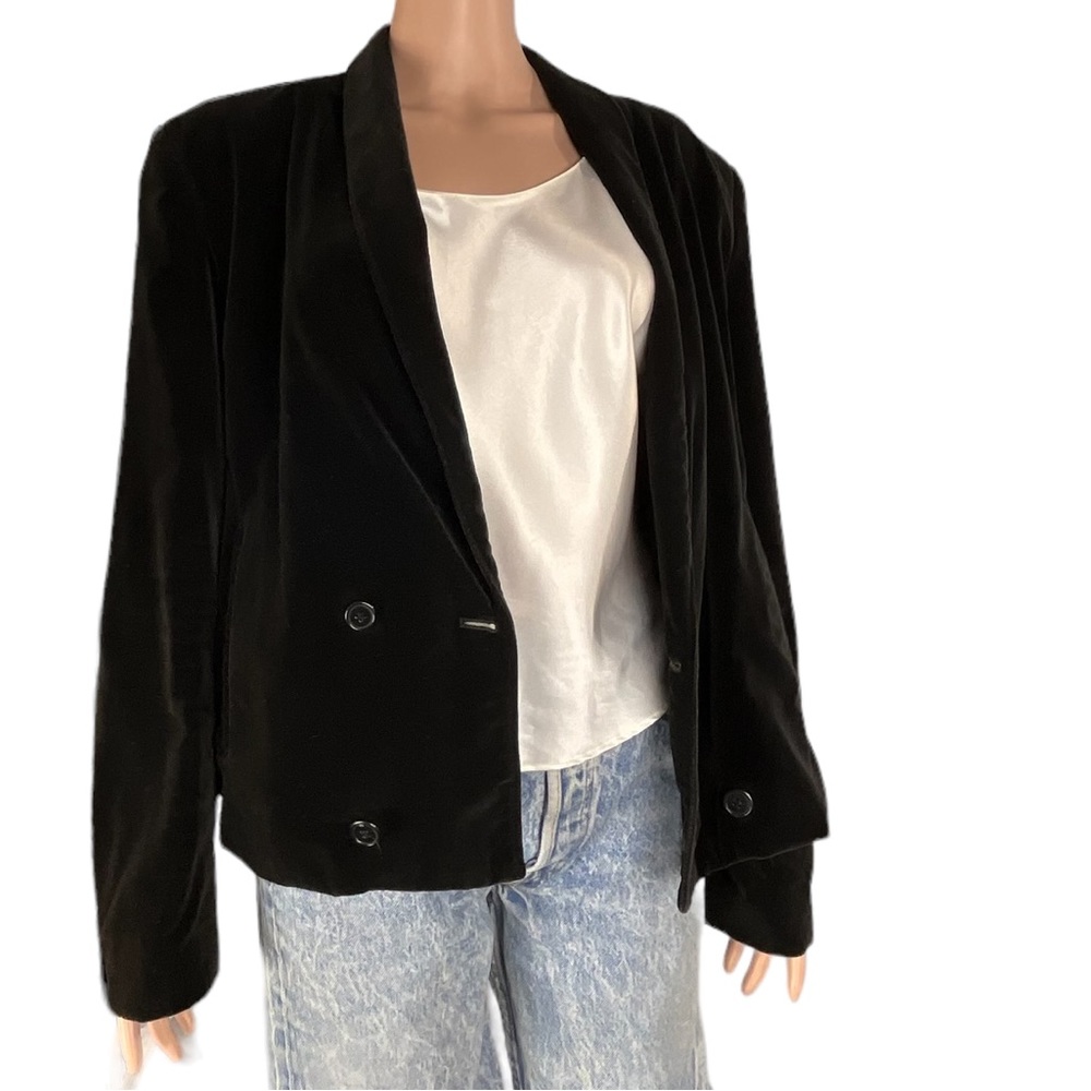 L’Avion Double Breasted Velvet Waist Jacket, Black |L